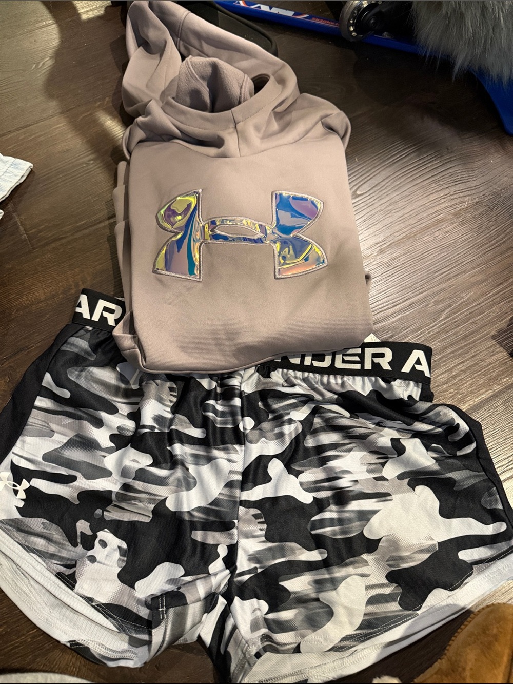 Under Armour Girls Black & Gray Camo Athletic Shorts